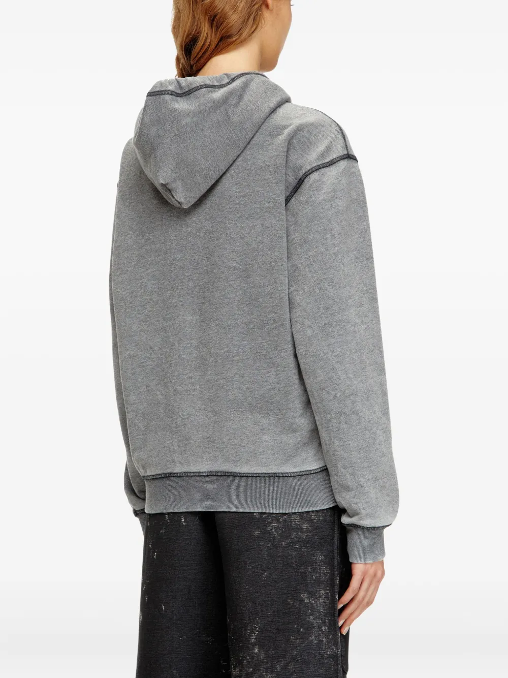 Diesel Graphic Hooded Sweater In Gray