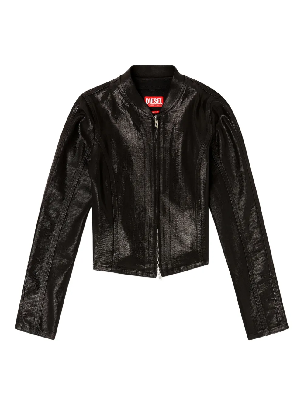 Diesel Cropped Jacket In Shiny Coated Jogg Jeans In Black