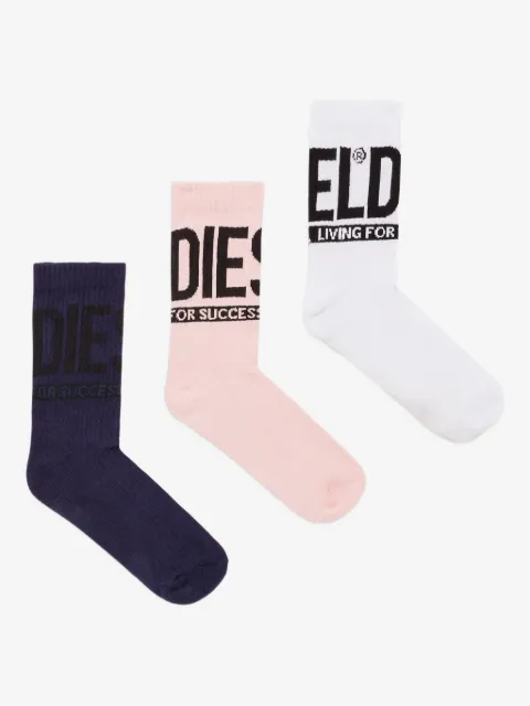 Diesel SKM-Ray cushioned ribbed logo socks (pack of three)