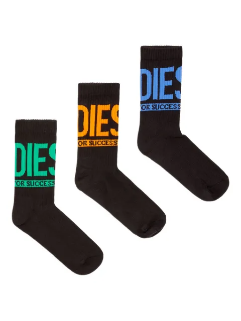 Diesel SKM-Ray cushioned logo crew socks (pack of three)