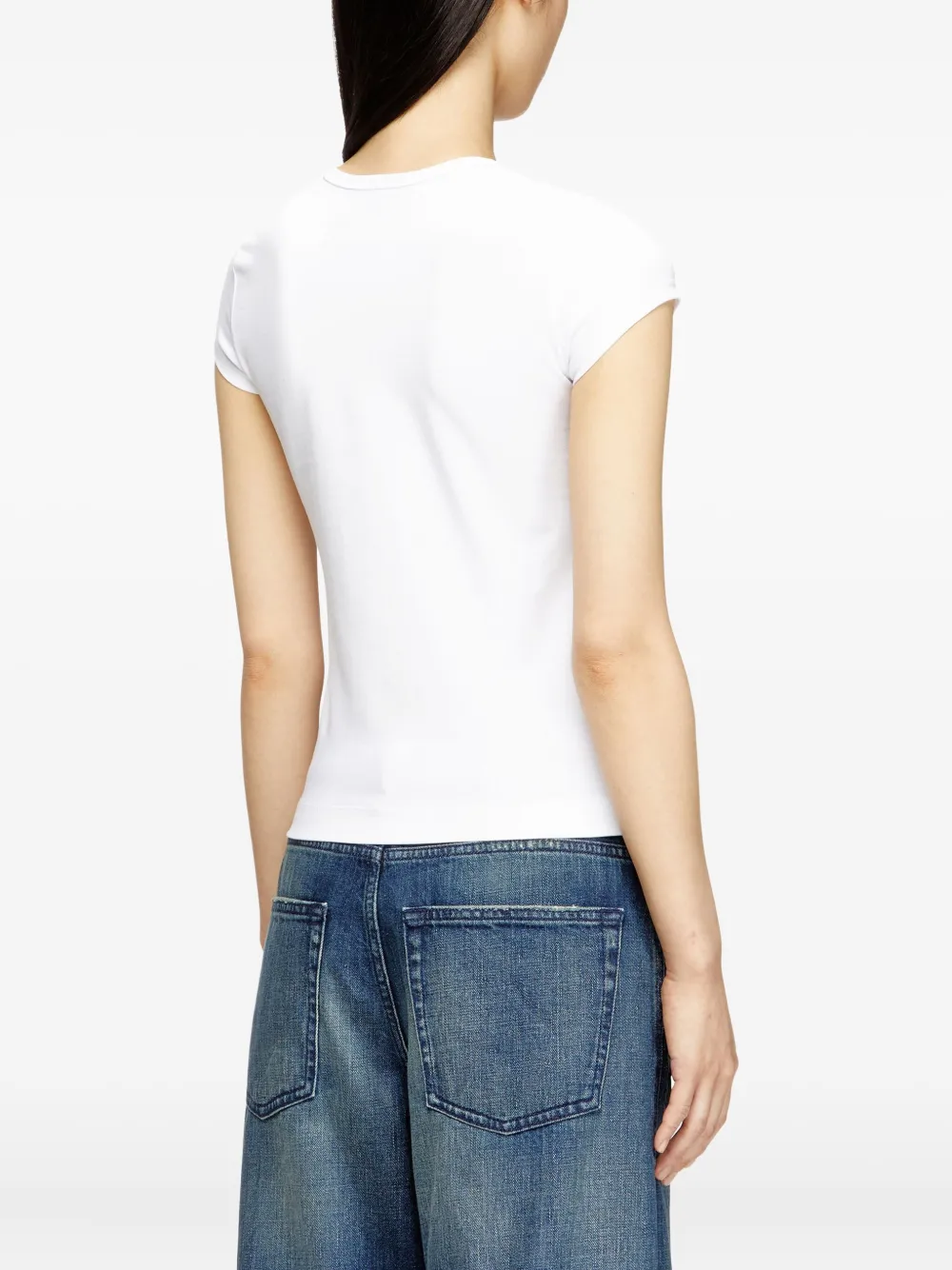 Diesel T-angie Logo-embroidery T-shirt In White