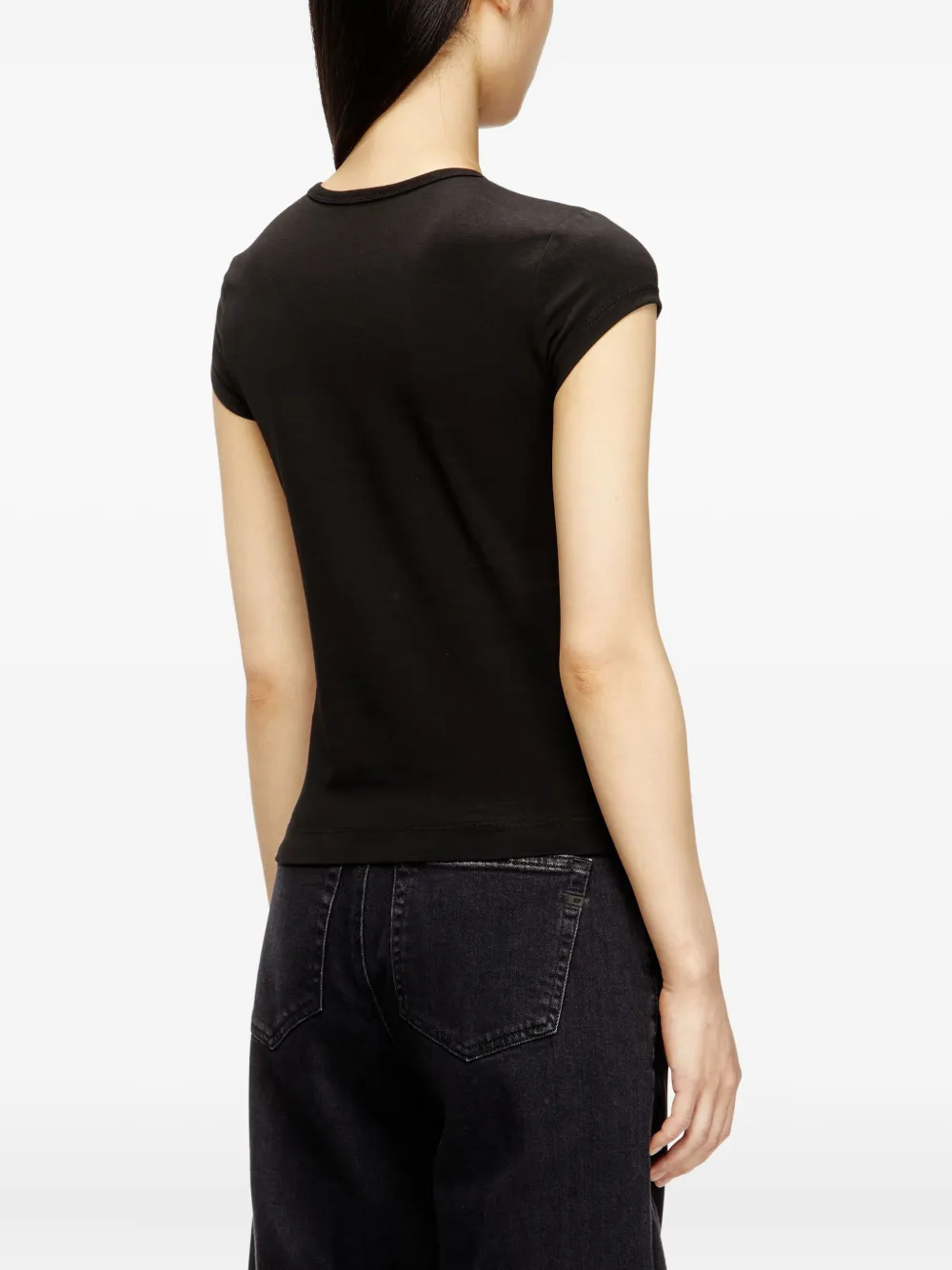 Diesel T-angie Logo-embroidery T-shirt In Black