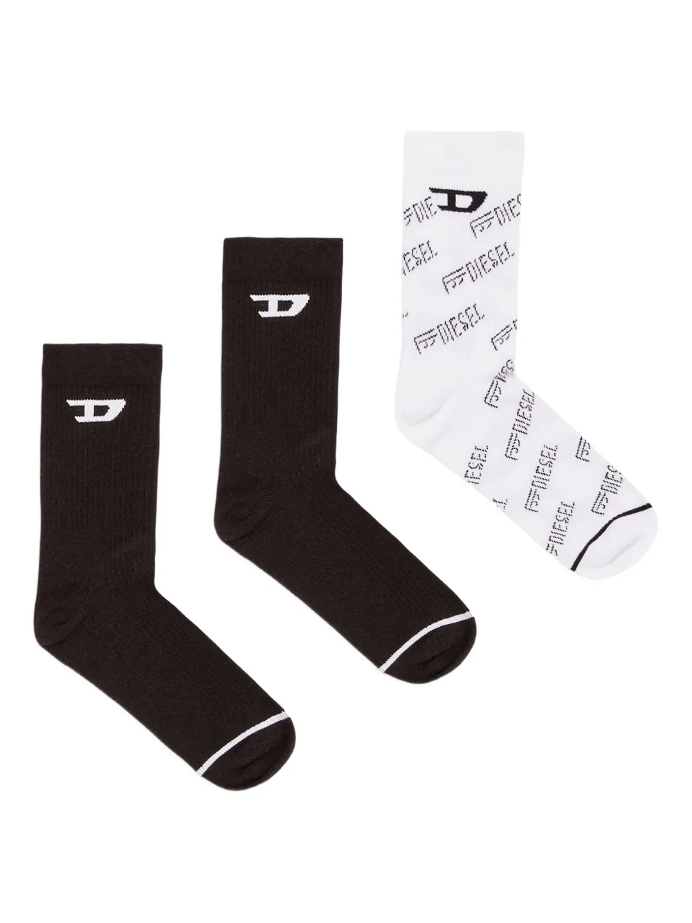 Diesel SKM-D-Tennis-Crew-17,5 logo socks (pack of three) - Nero