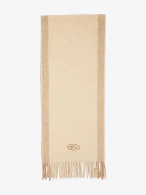 Diesel logo-embroidery fringed-edge scarf