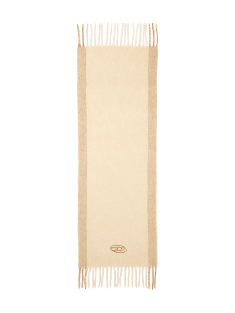 Diesel Sjaal met geborduurd logo en franje - Beige