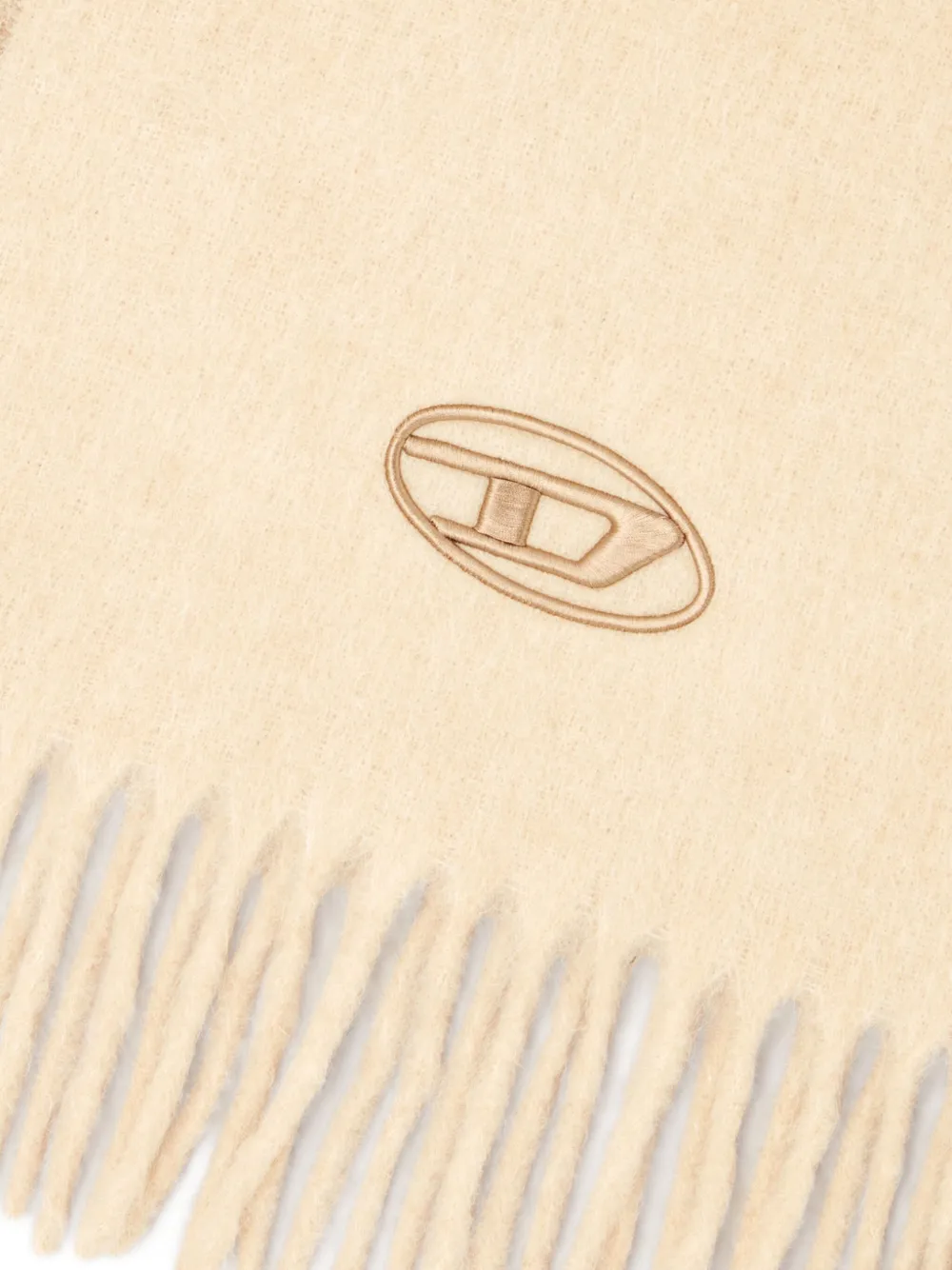 Diesel Sjaal met geborduurd logo en franje Beige