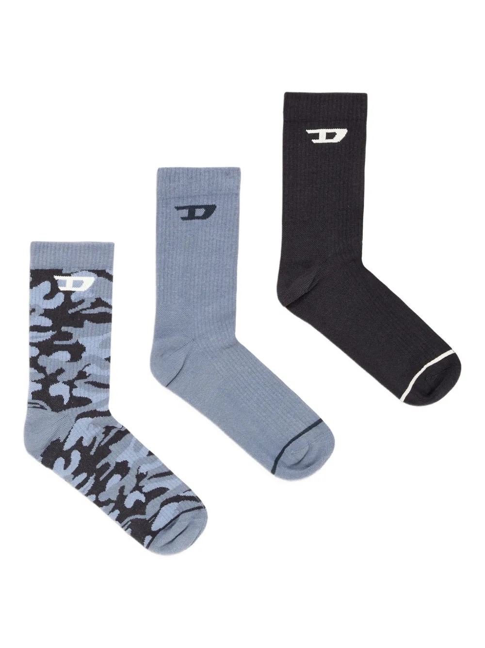 Diesel SKM-D-Tennis-Crew-17,5 logo socks (pack of three) - Grigio