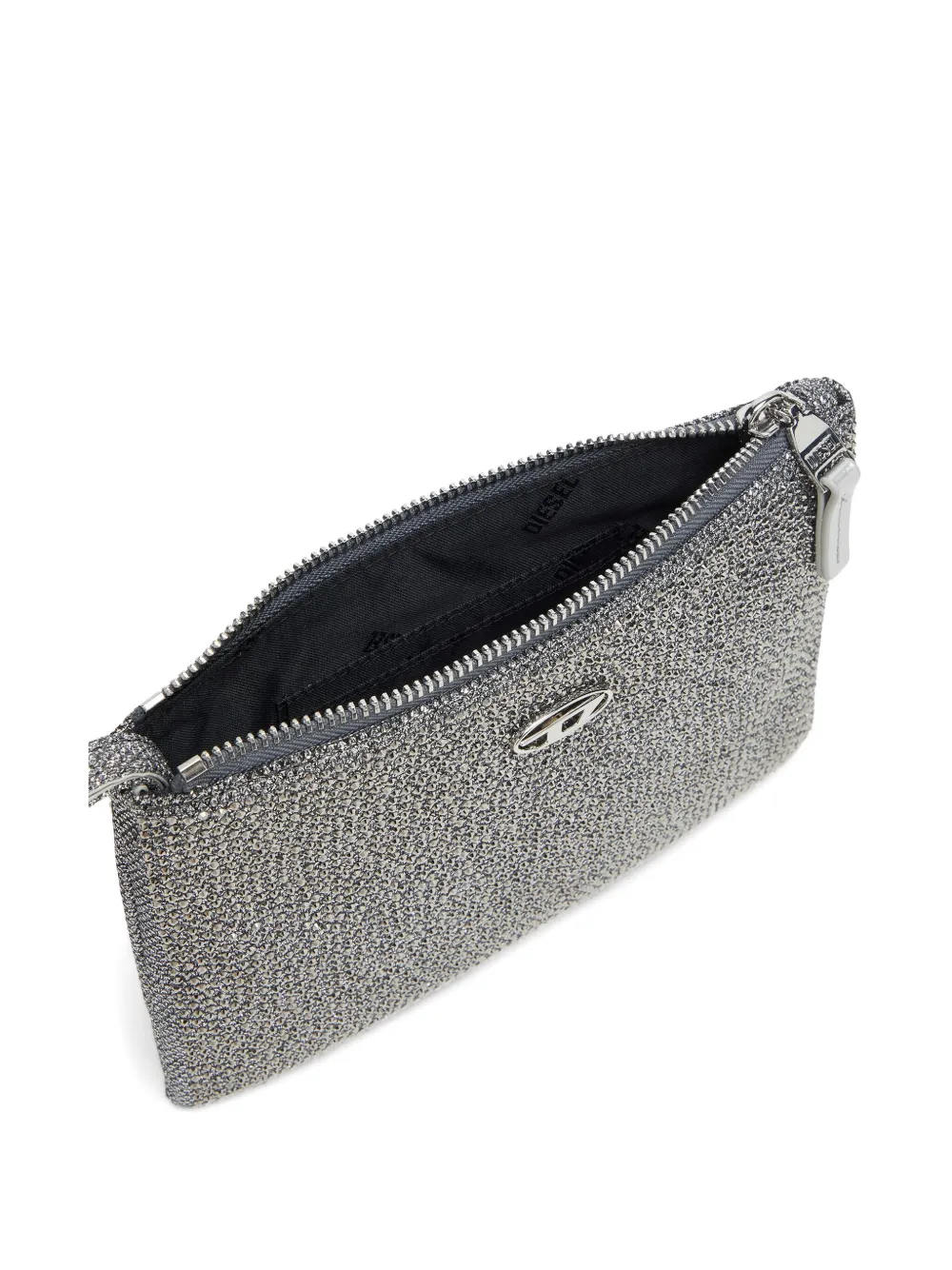 Diesel Crystal-embellished Wallet In Gray