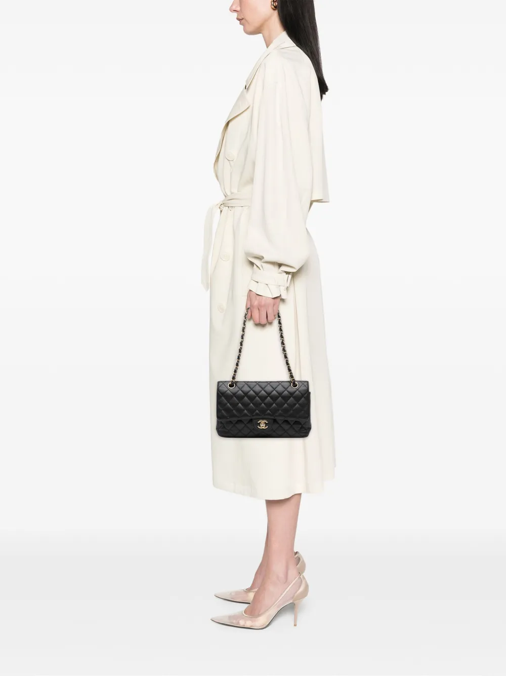 Pre-owned Chanel 2012 Medium Classic Caviar Double Flap Shoulder Bag