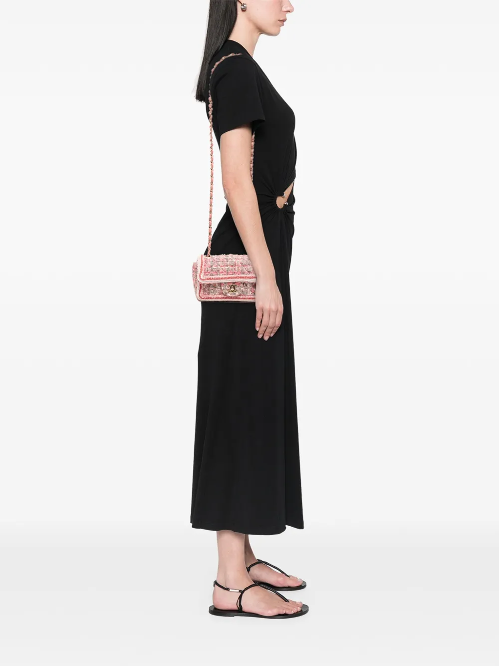 Pre-owned Chanel 2019 Mini Rectangular Classic Tweed Braid Flap Crossbody Bag