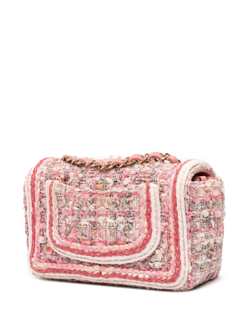 Pre-owned Chanel 2019 Mini Rectangular Classic Tweed Braid Flap Crossbody Bag