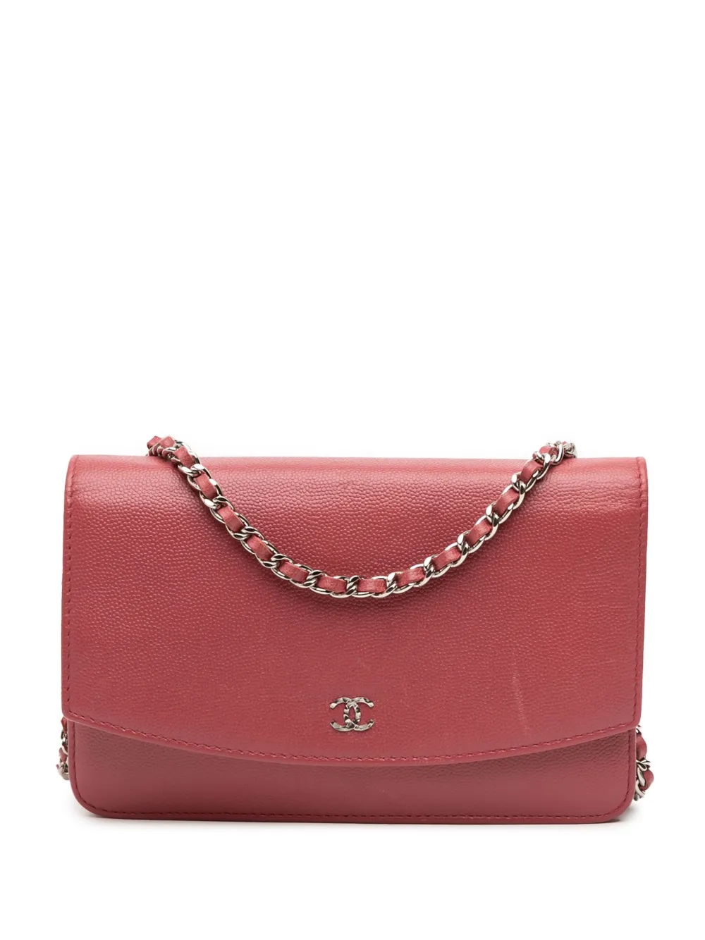 CHANEL Pre-Owned 2013-2014 CC Caviar Sevruga Wallet On Chain crossbody bag | Red | Image 1