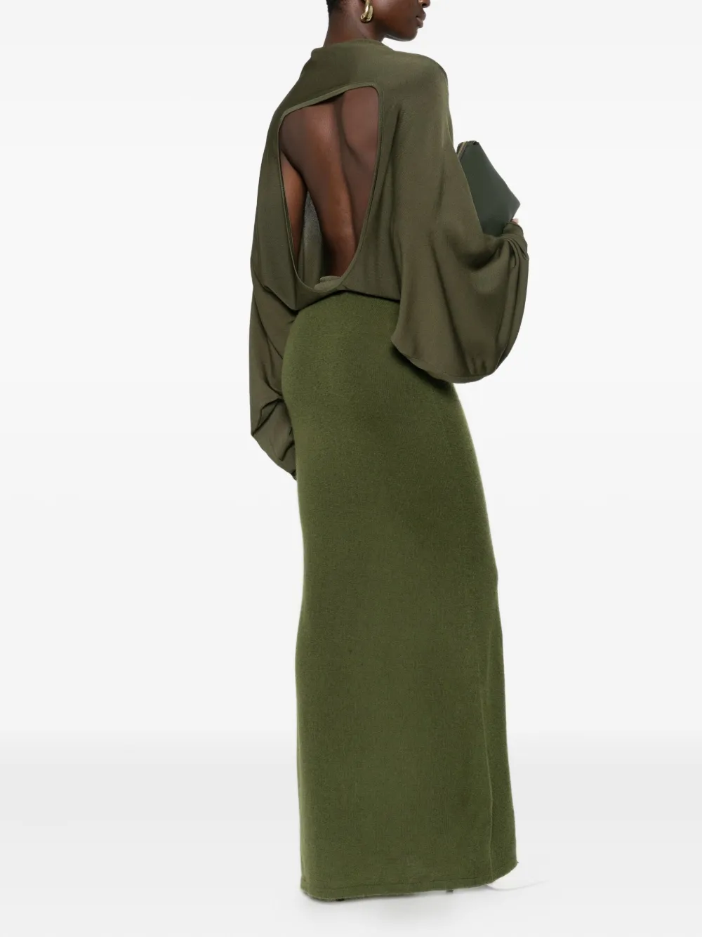 Aya Muse cape-detail maxi dress - Groen