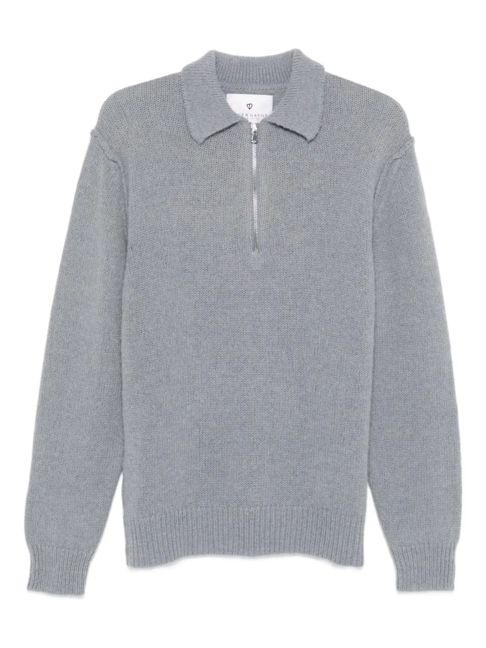 Seven Gauge Zip-up Polo-collar Sweater In Gray