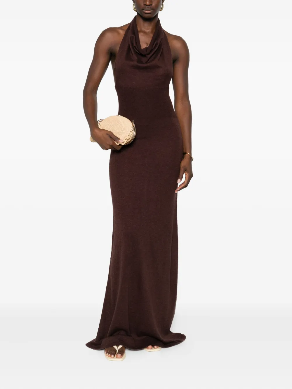 Aya Muse Reed halterneck maxi dress - Bruin