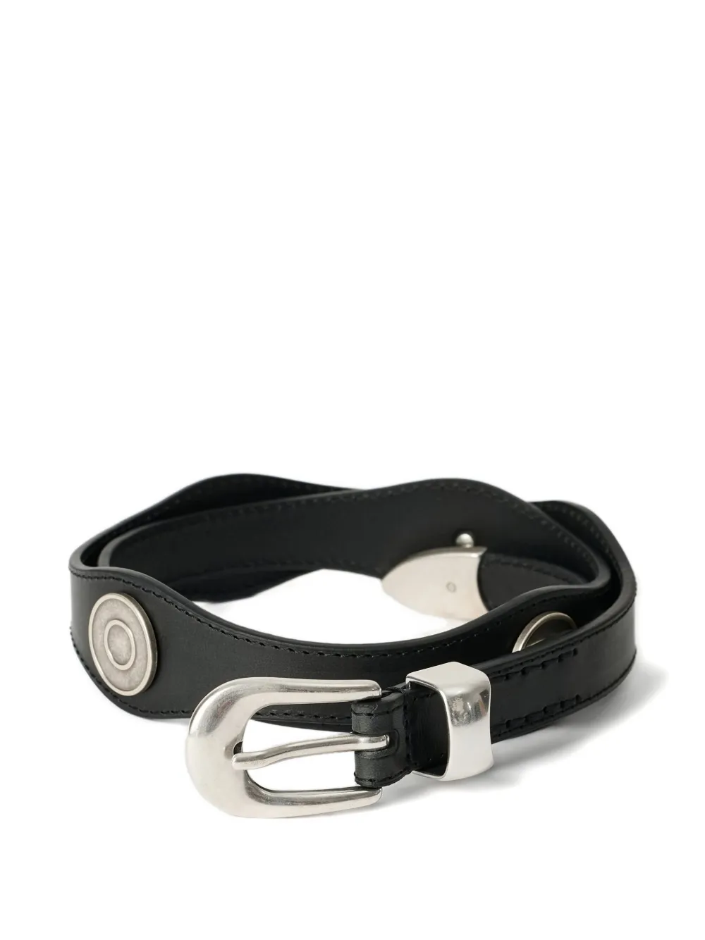 Our Legacy Wavy Leather Belt In Black
