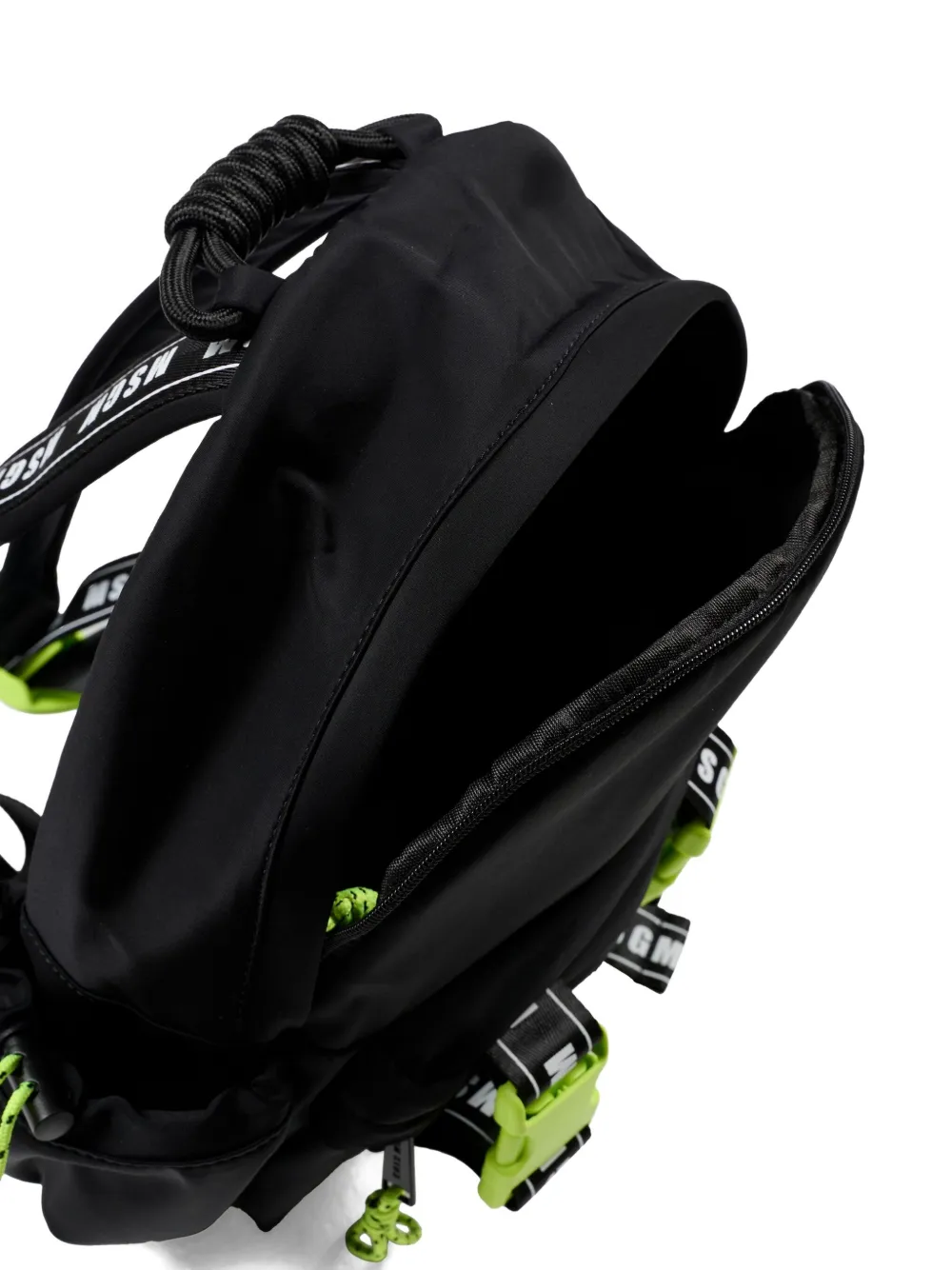 Msgm Logo-strap Backpack In Black