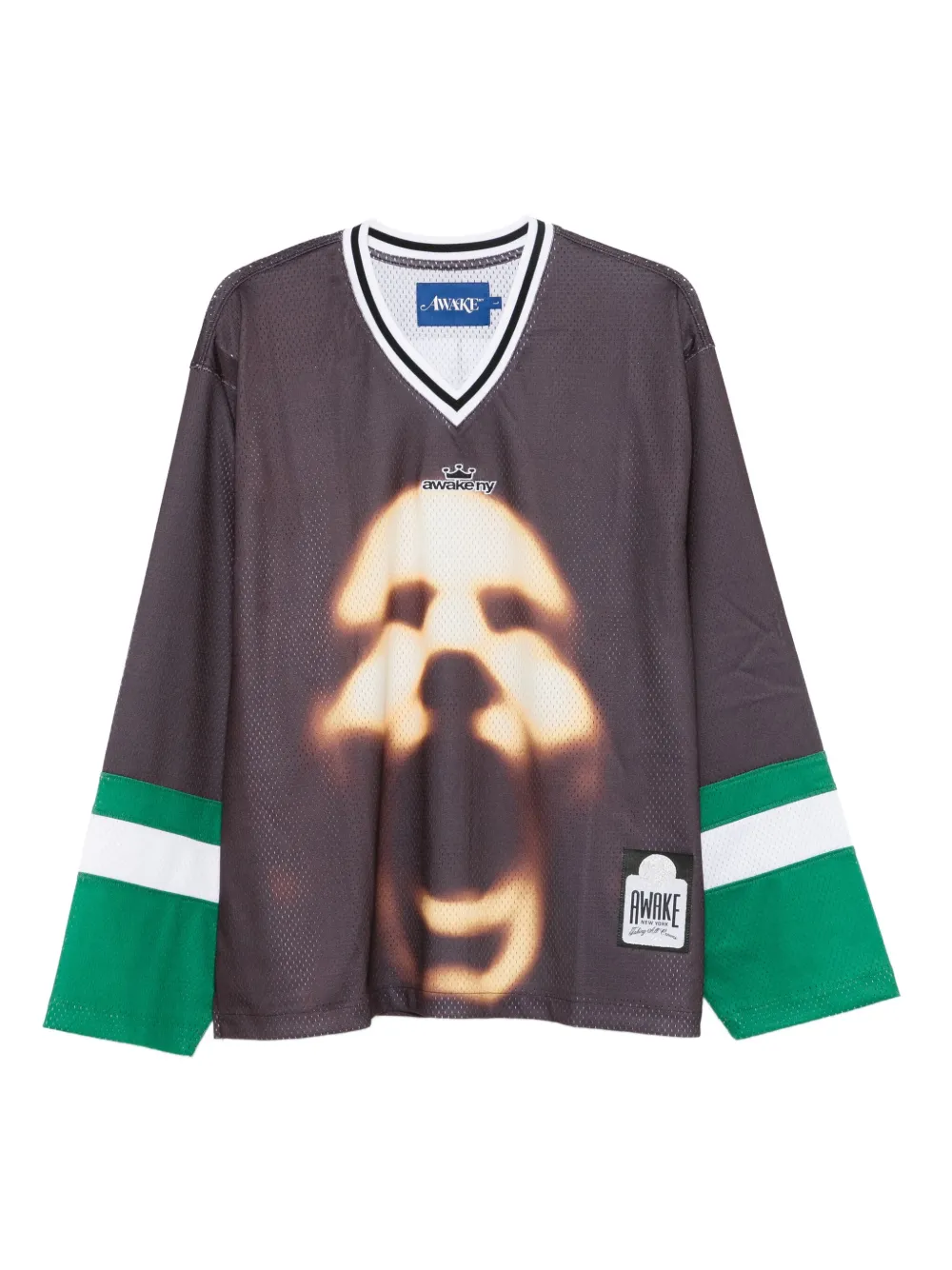 Awake NY Langarmshirt mit Gesicht-Print | Braun | Image 1