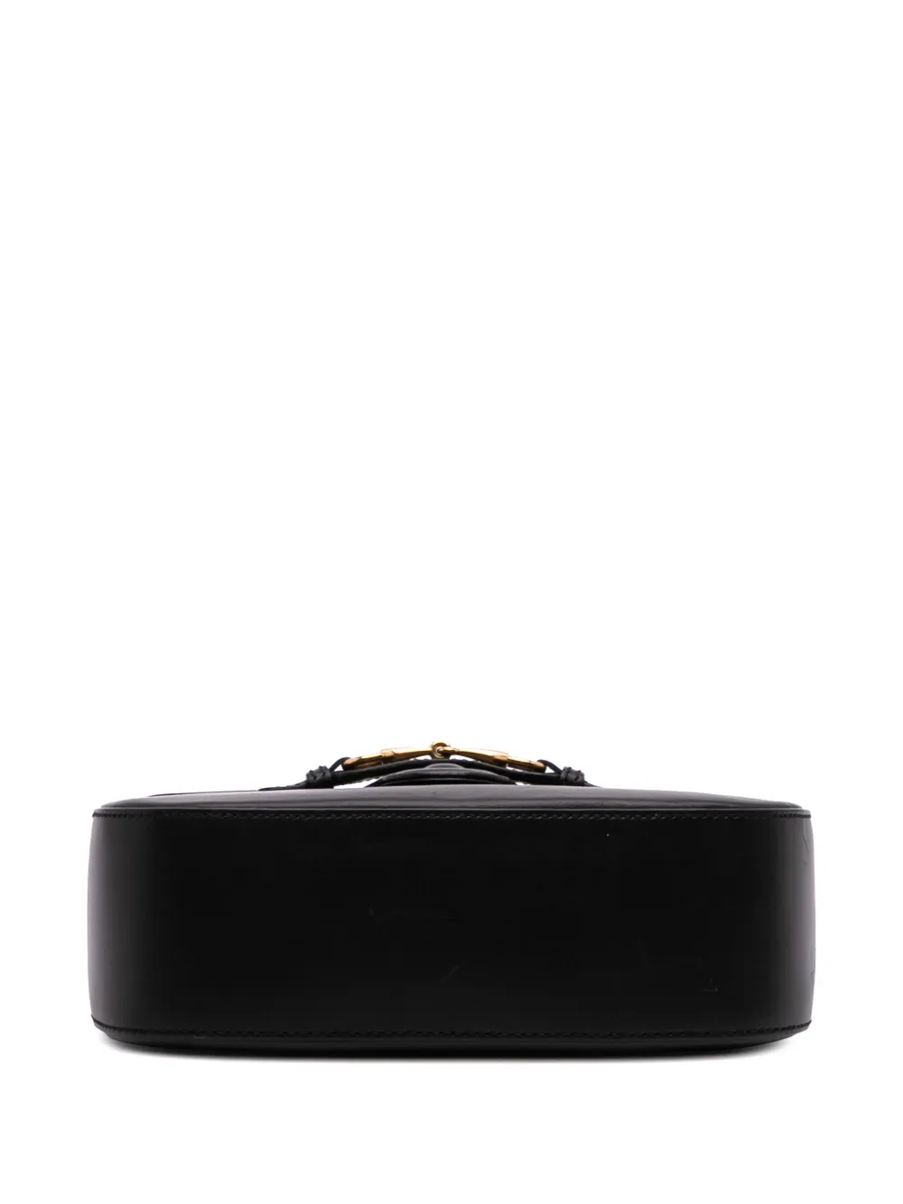 Pre-owned Gucci 2016-2025 Medium Leather Lady Web Crossbody Bag In Black