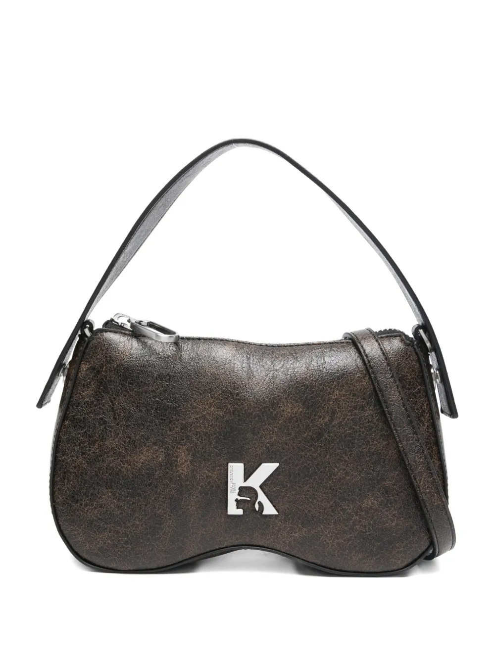Karl Lagerfeld Jeans Logo-plaque Shoulder Bag In Brown