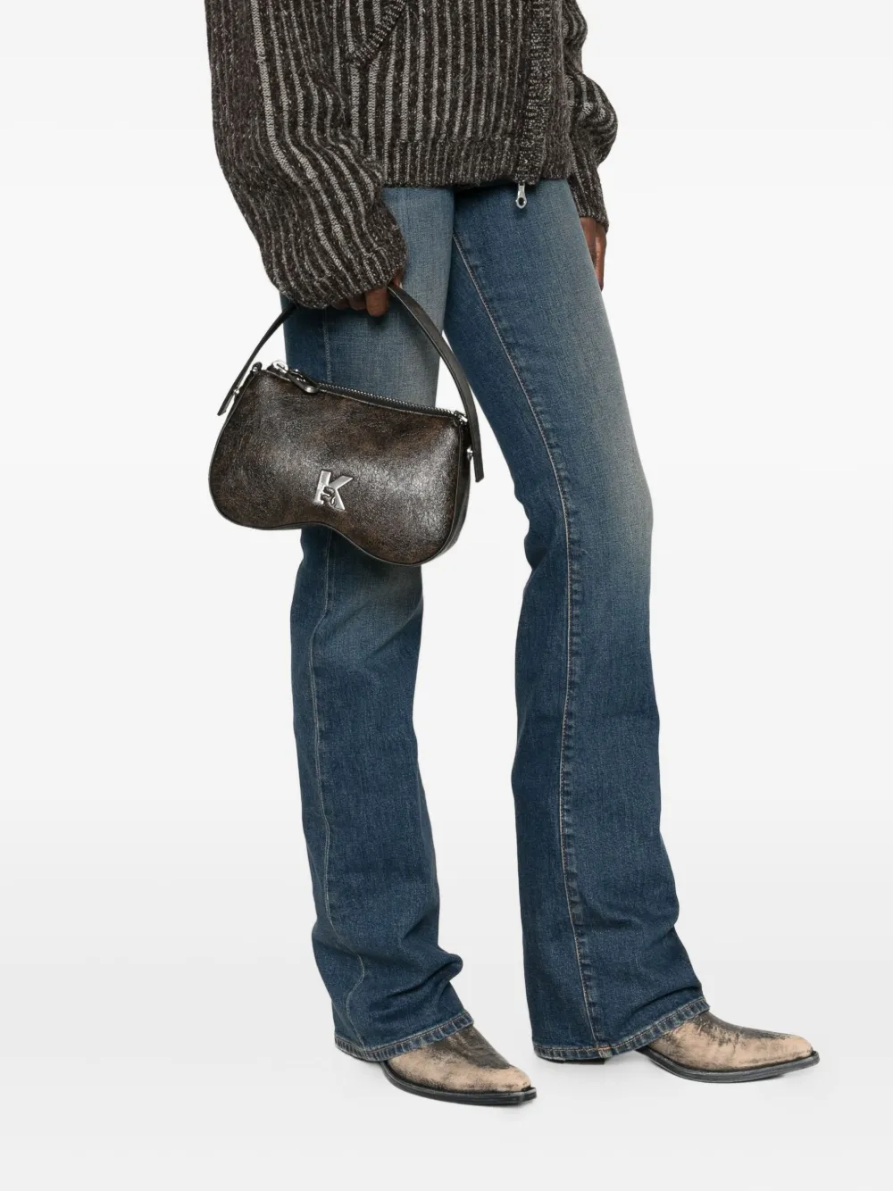 Karl Lagerfeld Jeans logo-plaque shoulder bag - Bruin