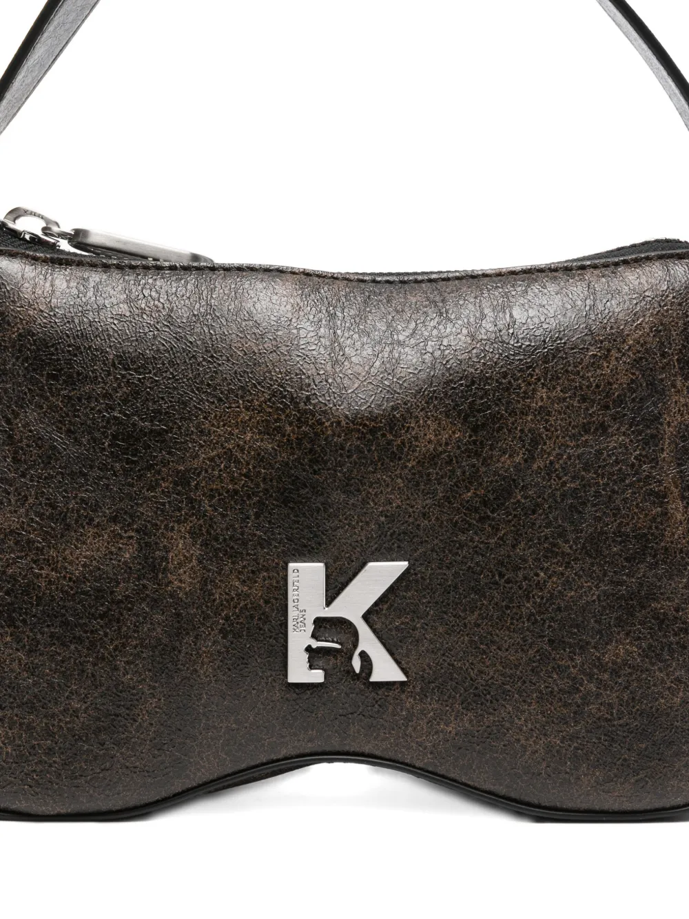 Karl Lagerfeld Jeans Logo-plaque Shoulder Bag In Brown