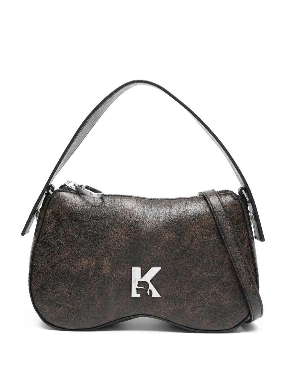 Karl Lagerfeld Jeans logo-plaque shoulder bag - Marrone