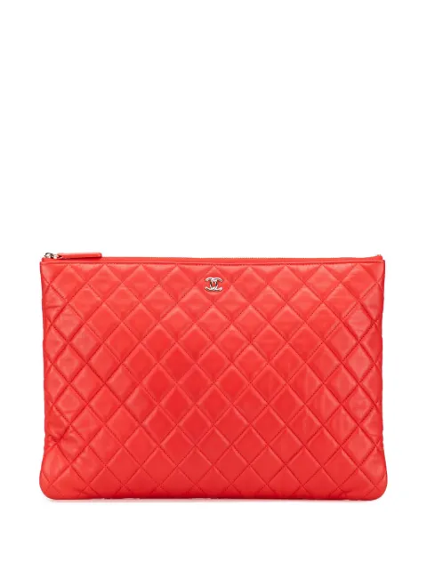 CHANEL Pre-Owned bolsa de mano O Case grande de piel de cordero capitonada 2016-2017
