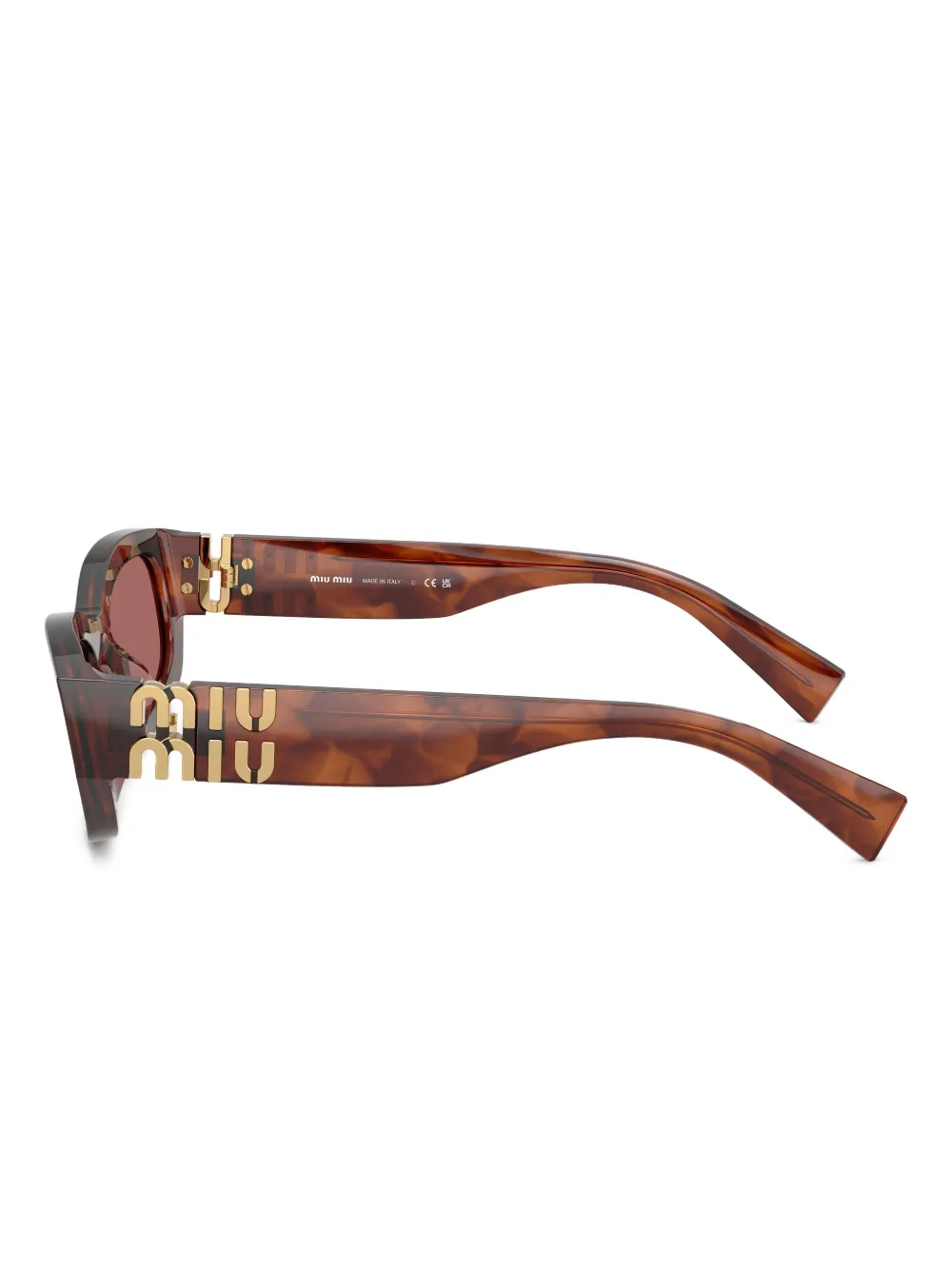 Miu Eyewear Zonnebril met logodetail Bruin