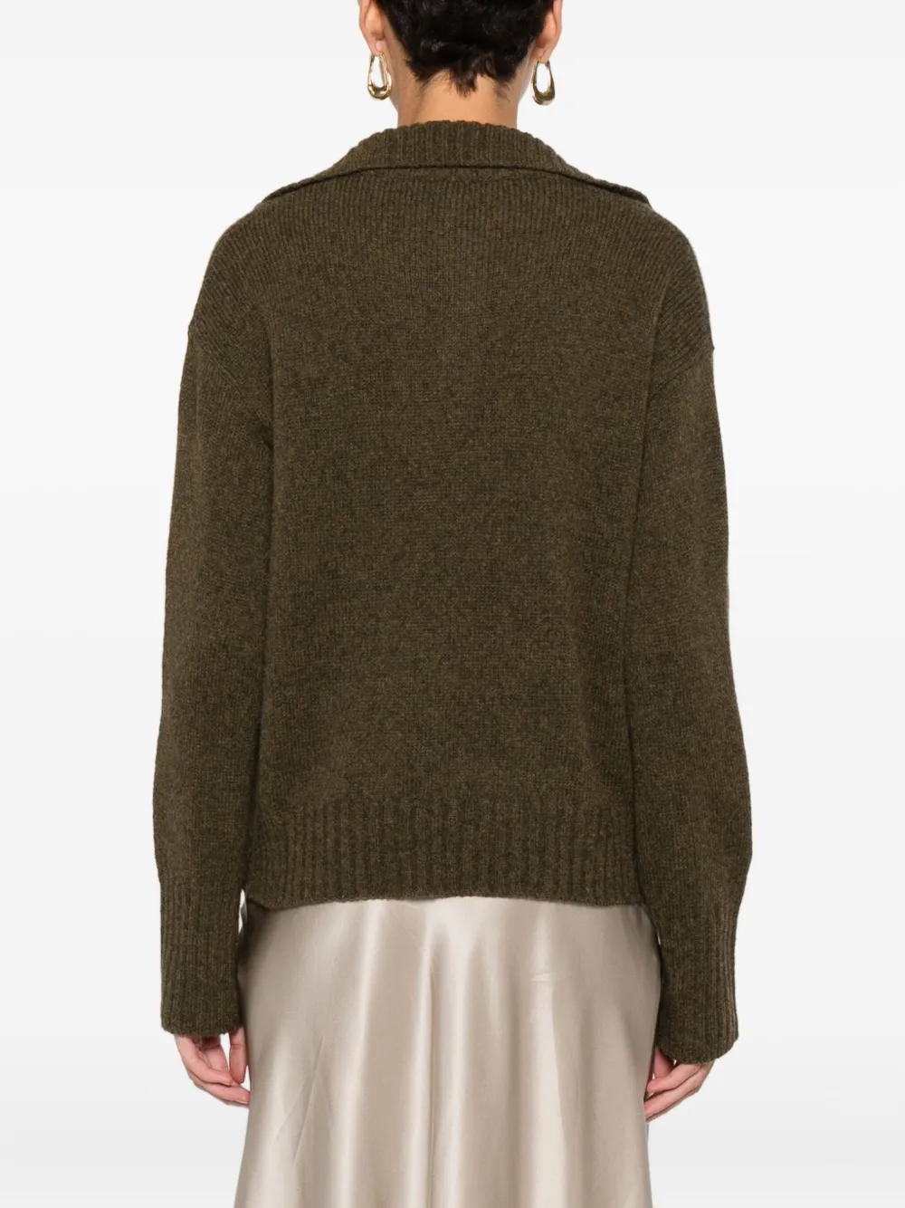 Roberto Collina Trui met brede kraag Groen