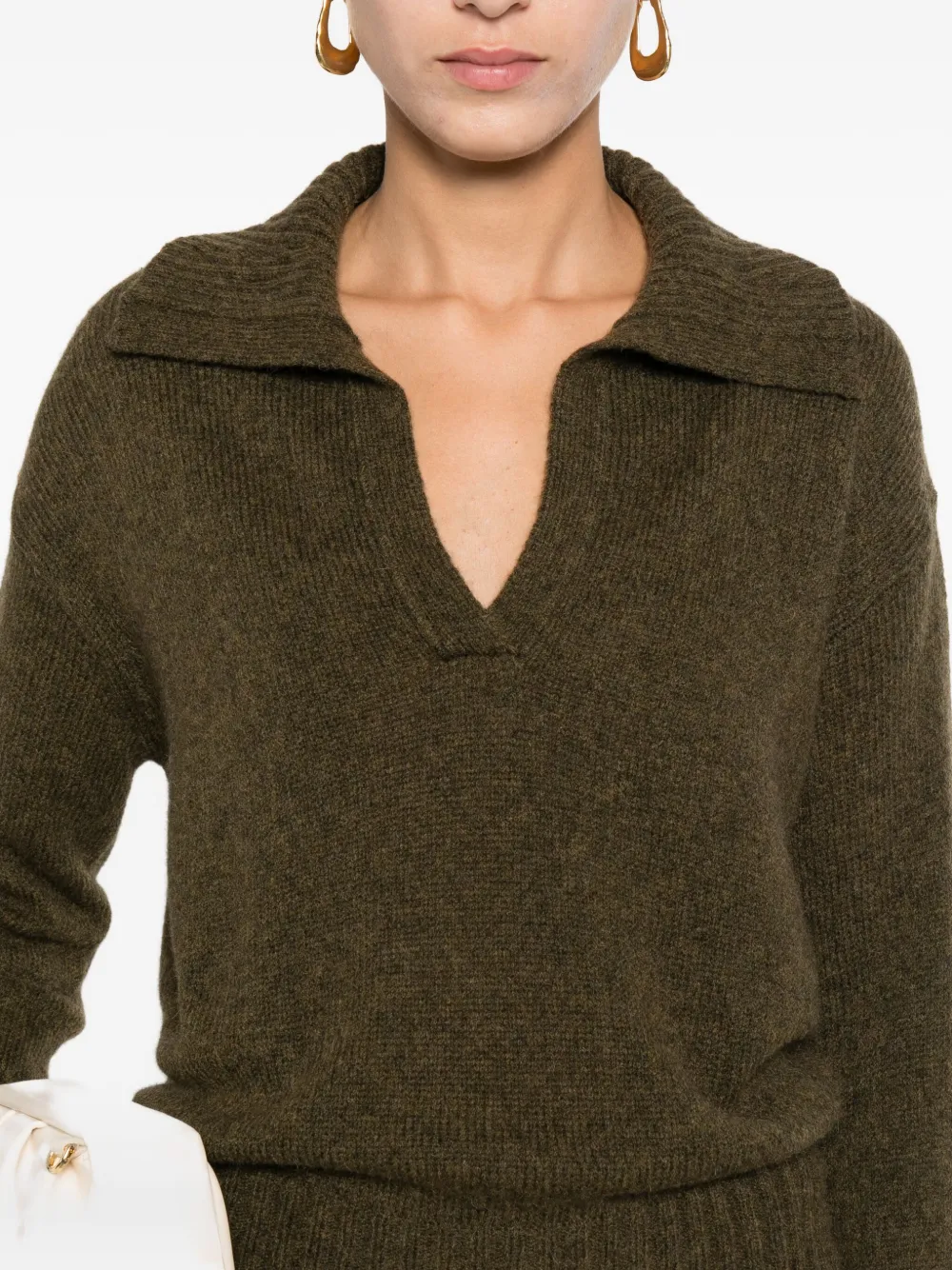 Roberto Collina Trui met brede kraag Groen