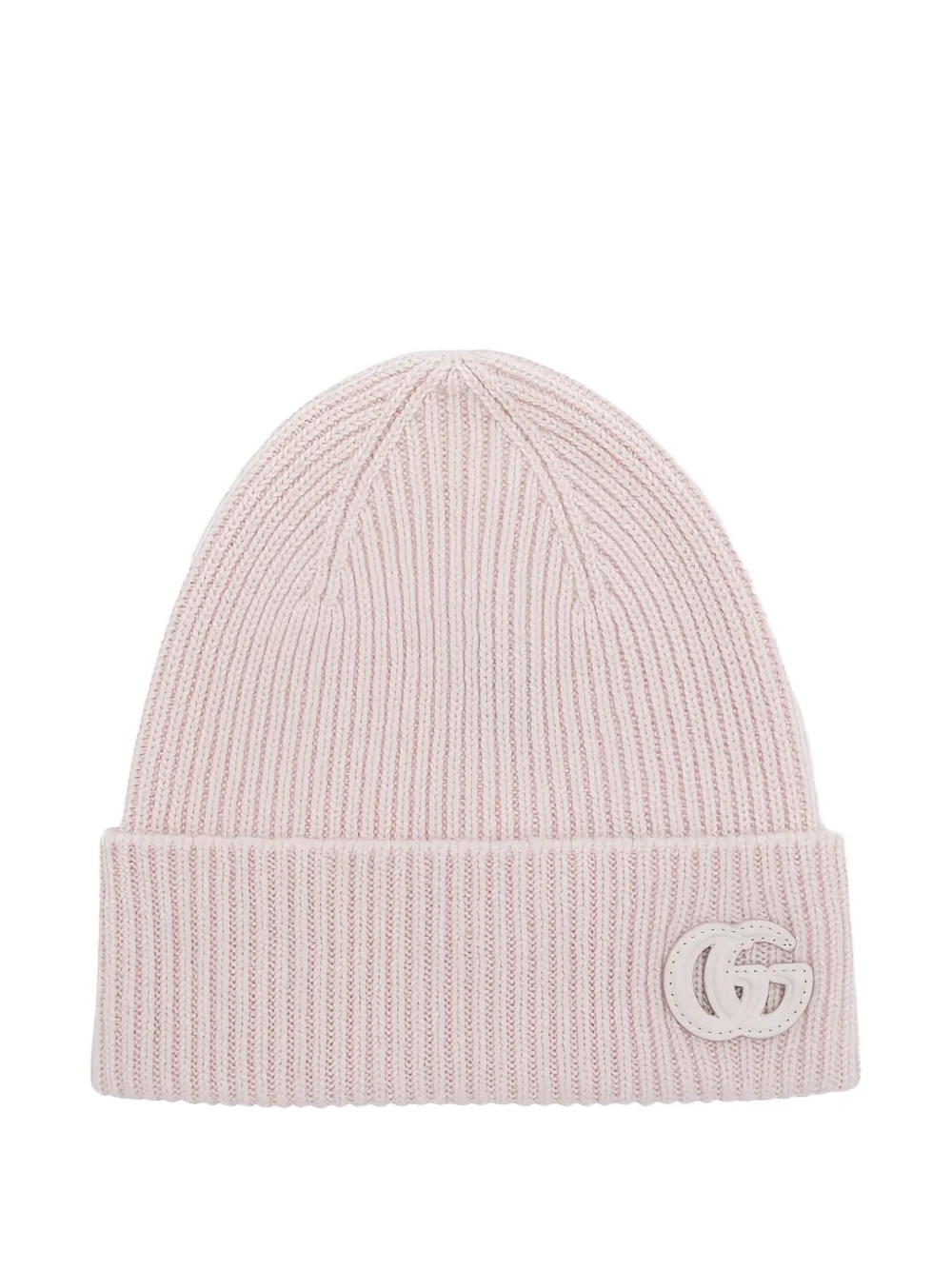 Gucci logo-patch ribbed beanie hat | Pink | Image 1