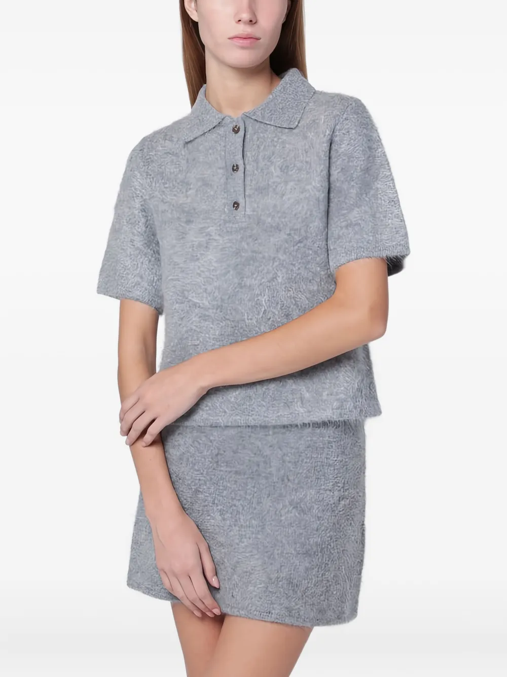 Almada Label Maika Polo Top In Gray