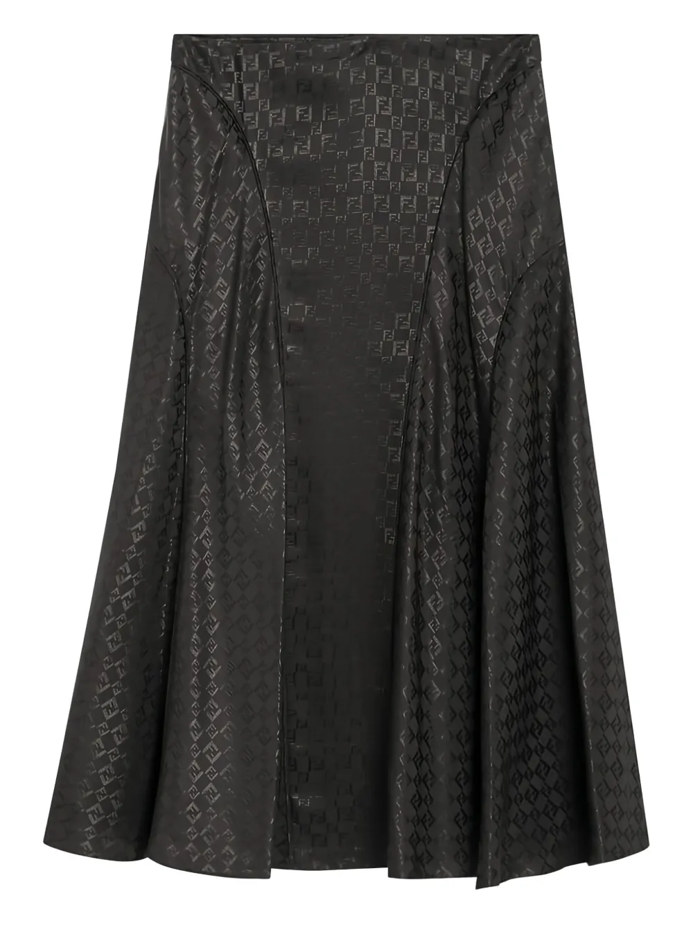 FENDI jupe mi-longue à logo FF en jacquard | marron | Image 1