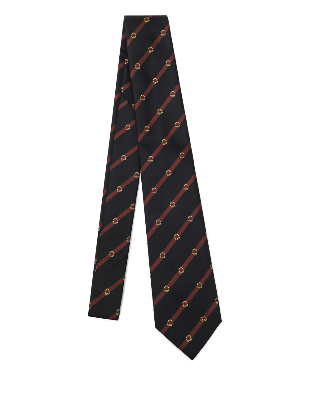 Gucci stripe emblem tie | Black | Image 1