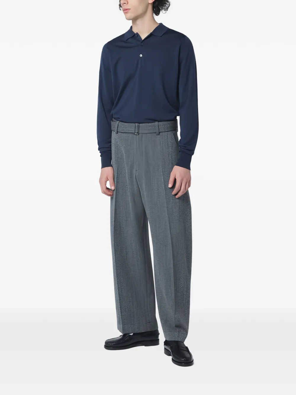 John Smedley Cotswold long-sleeve polo shirt - Blauw