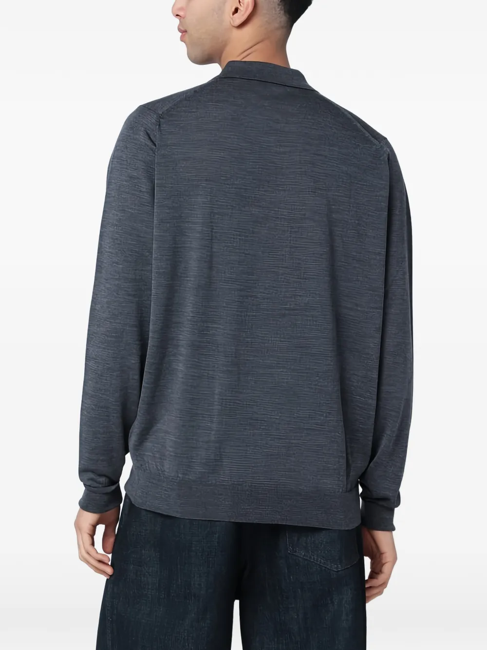 John Smedley Dorset poloshirt met lange mouwen Grijs