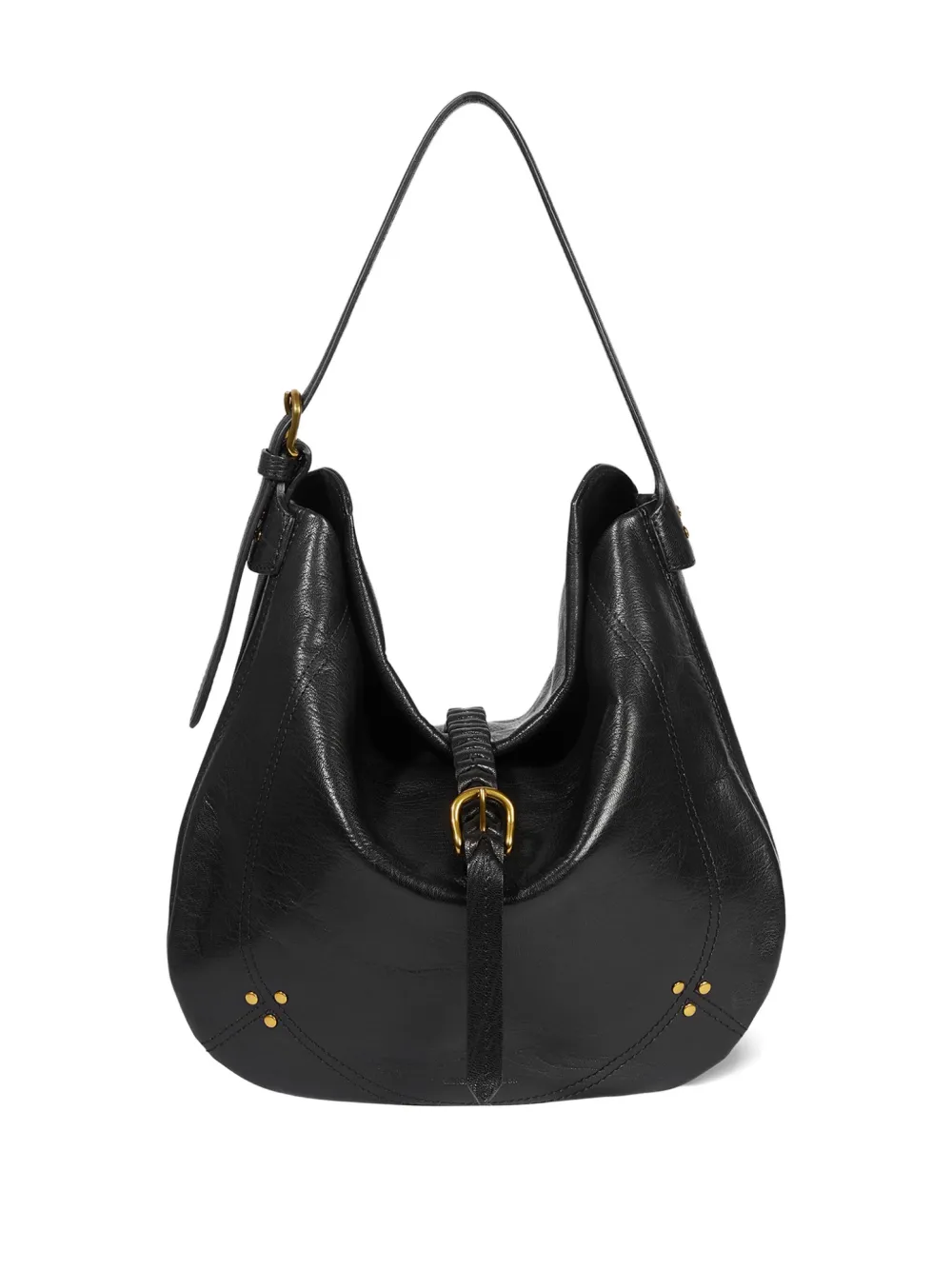Jérôme Dreyfuss Luis buckle studded shoulder bag - Zwart
