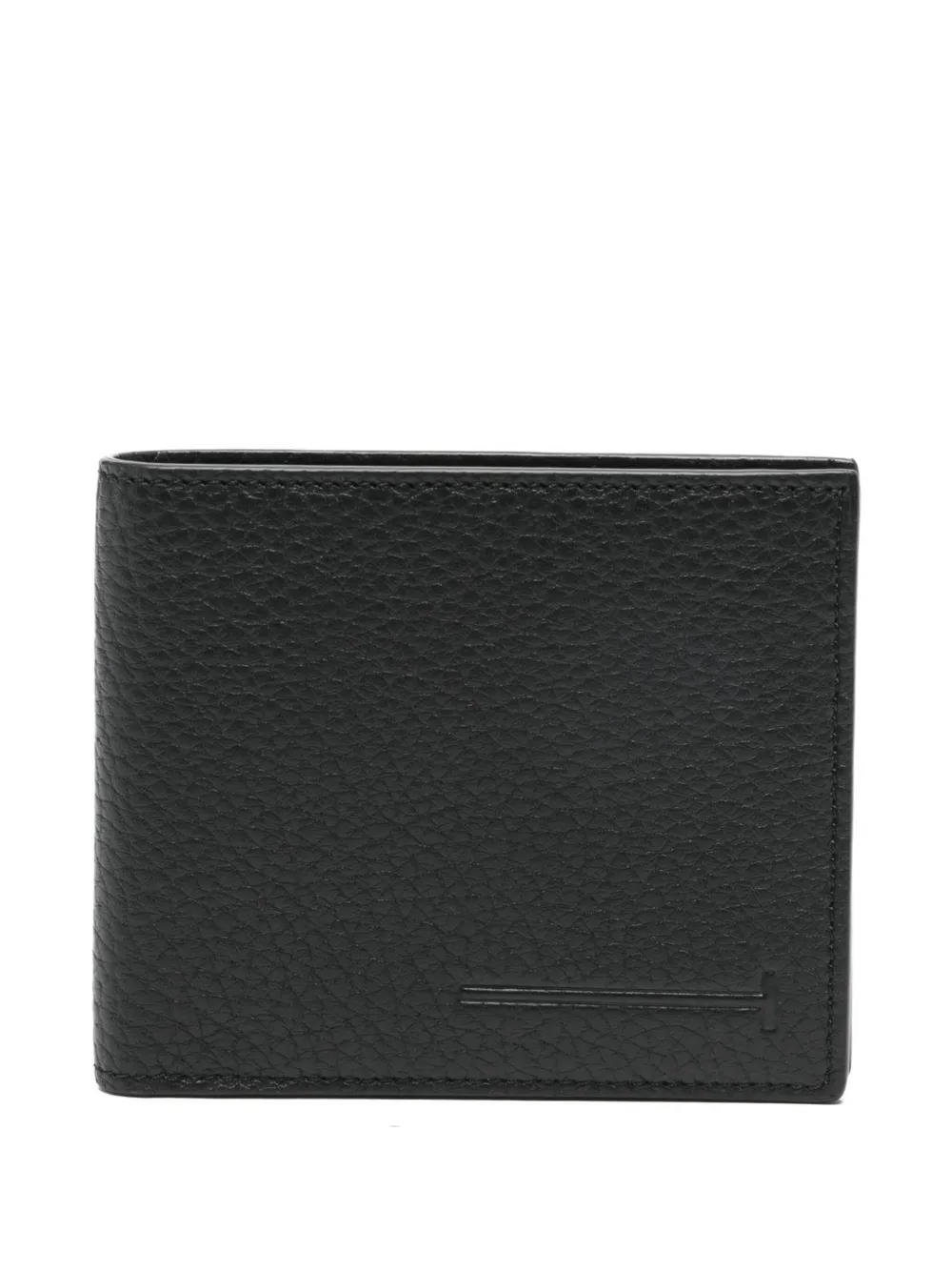 Tom Ford Black Bi-fold Wallet With Eobossed Logo Lettering On The Rear In Leather Man In Black