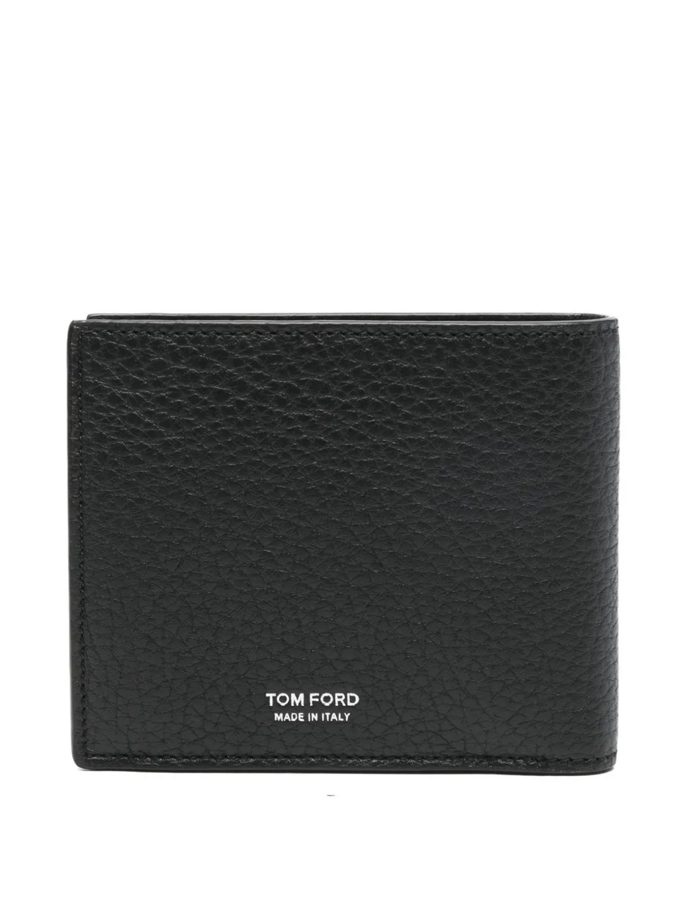 Tom Ford Black Bi-fold Wallet With Eobossed Logo Lettering On The Rear In Leather Man In Black