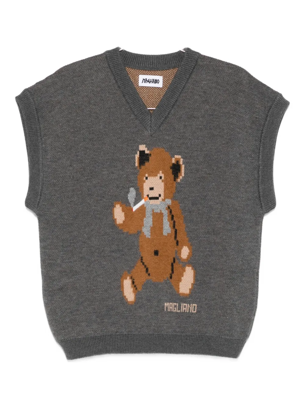 Magliano Teddy Bear V-neck Sweater In Gray