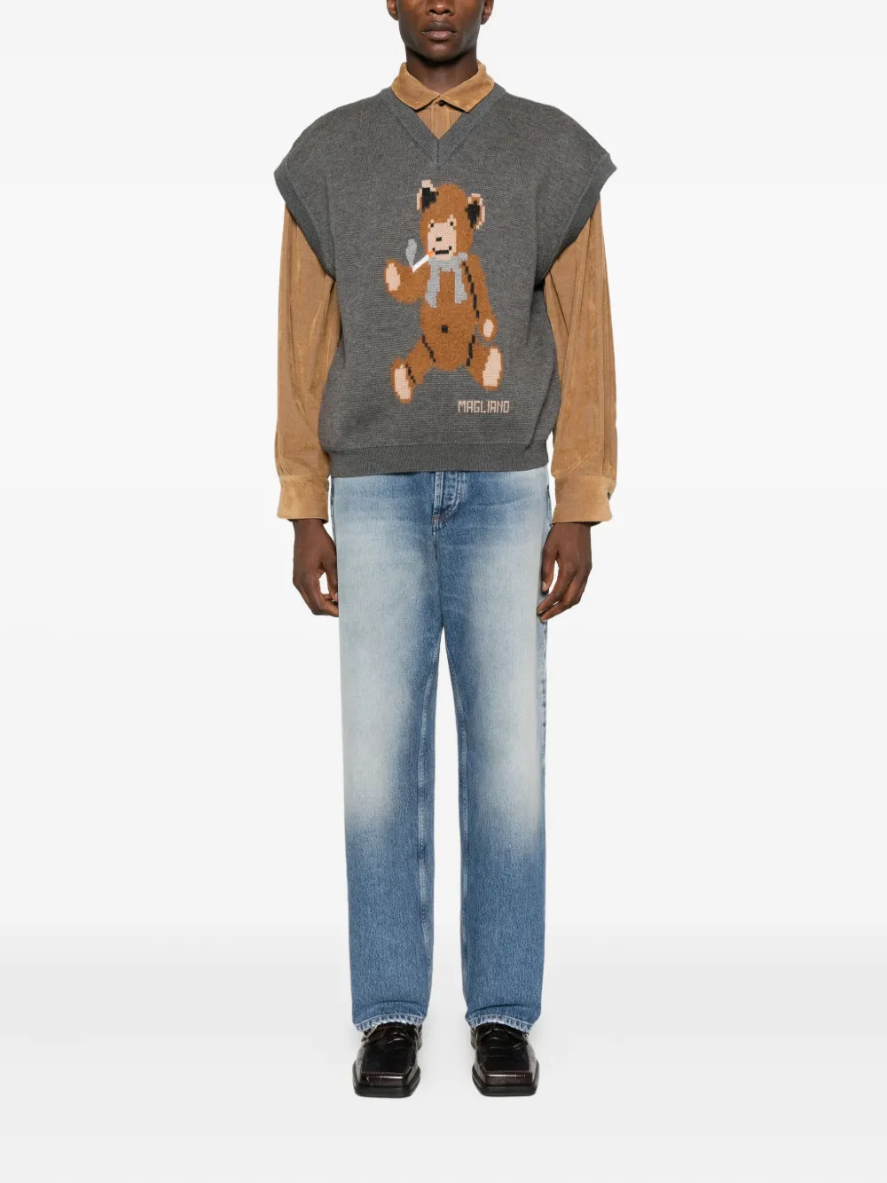 Magliano Teddy Bear v-neck sweater - Grijs