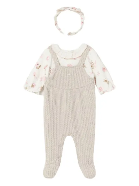 Mayoral ensemble-barboteuse en maille torsadée à fleurs