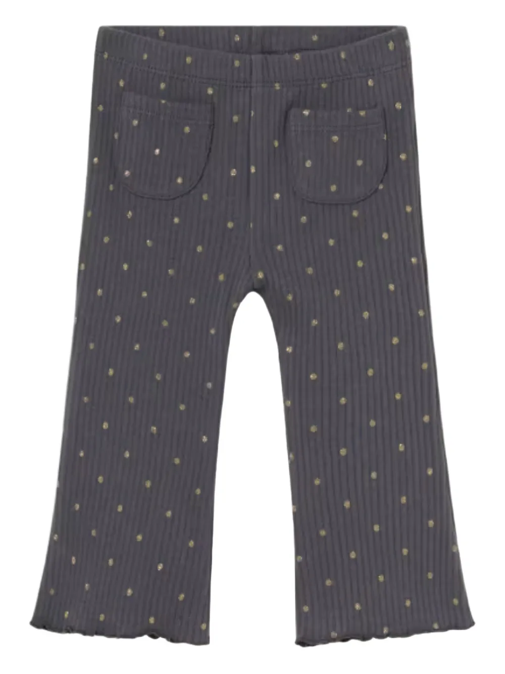 Mayoral Ribbed Flared Baby Leggings In Gray