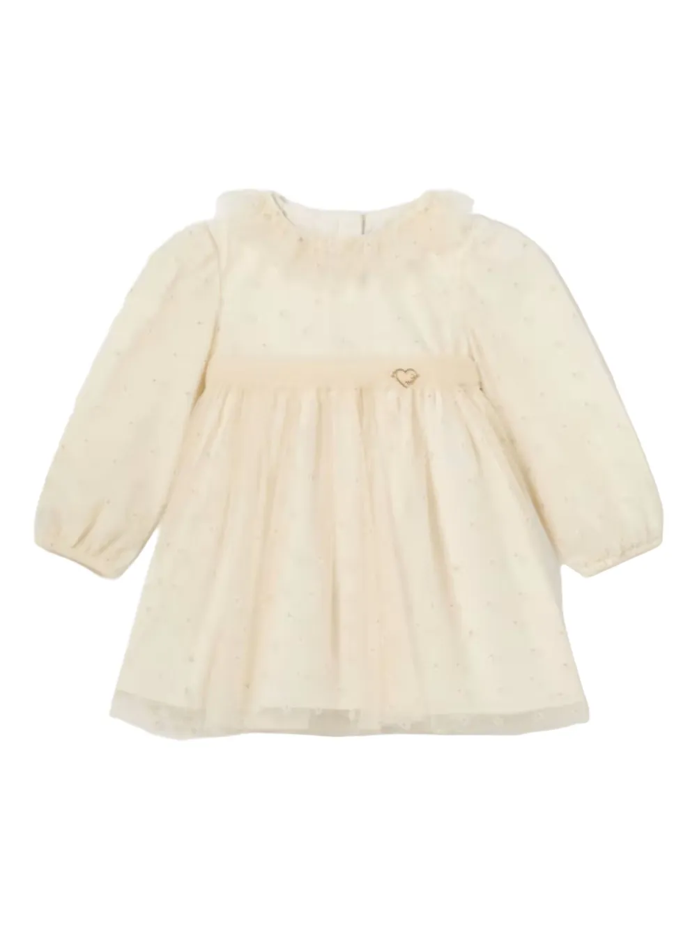 Mayoral heart tulle baby dress - Beige