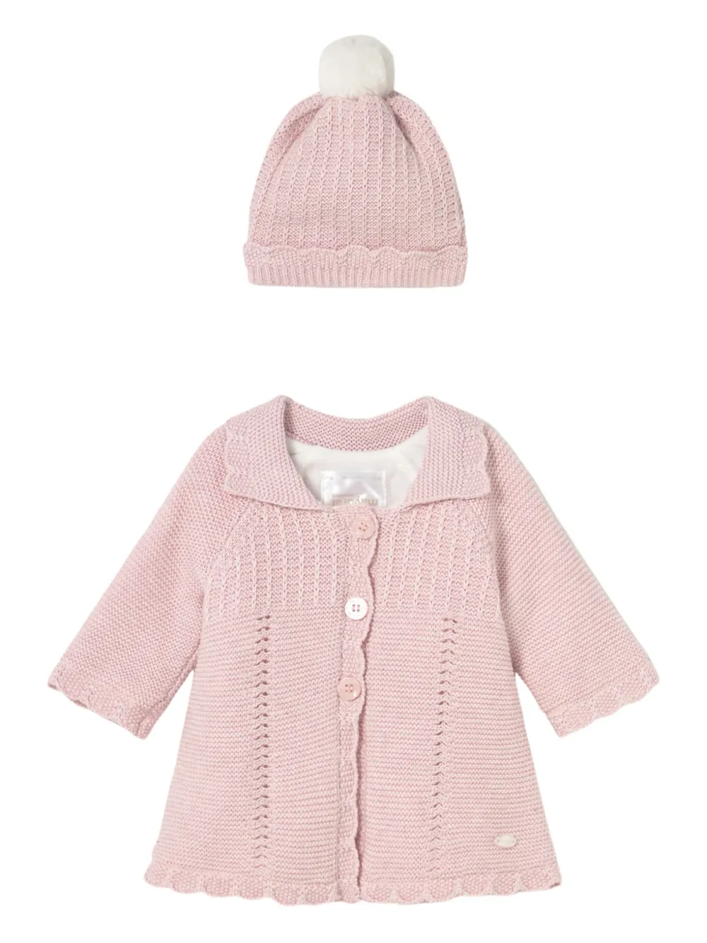 Mayoral Scallop-trim Coat In Pink