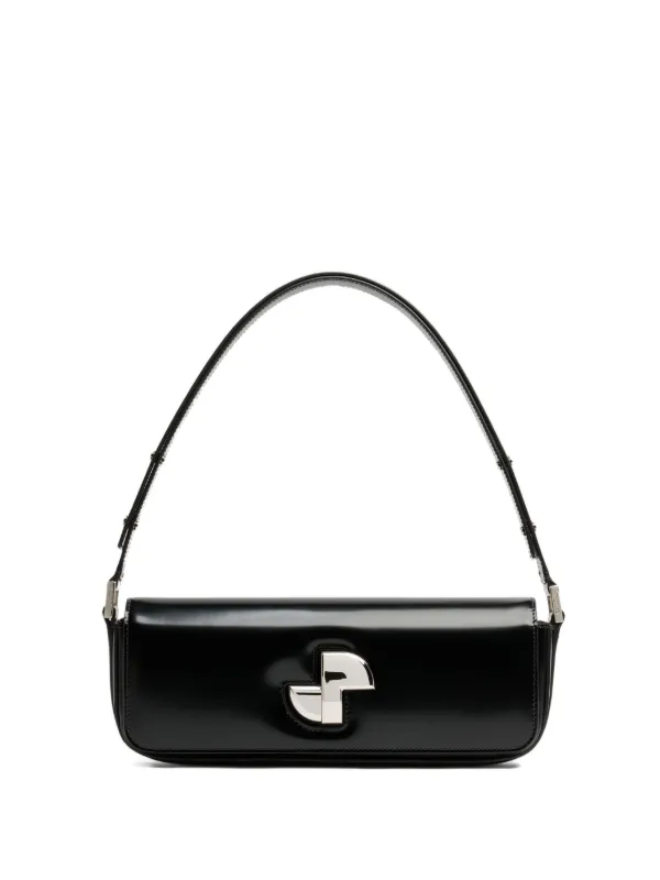 Patou Le Lock Logo-plaque Shoulder Bag in Black