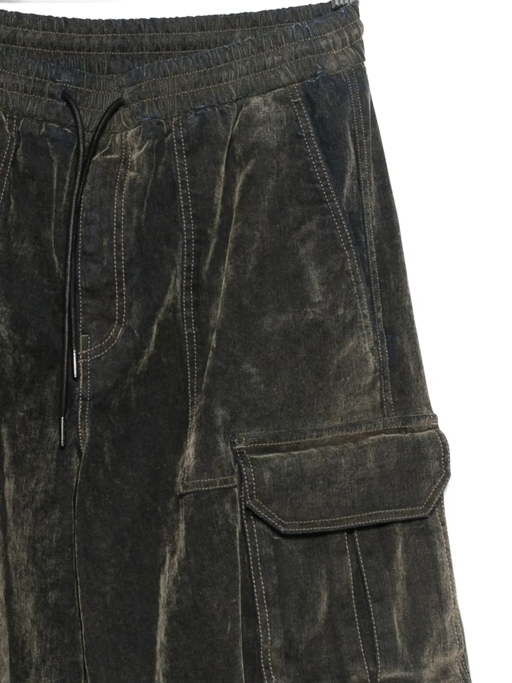 Juunj Drawstring-waist Cargo Jeans In Black