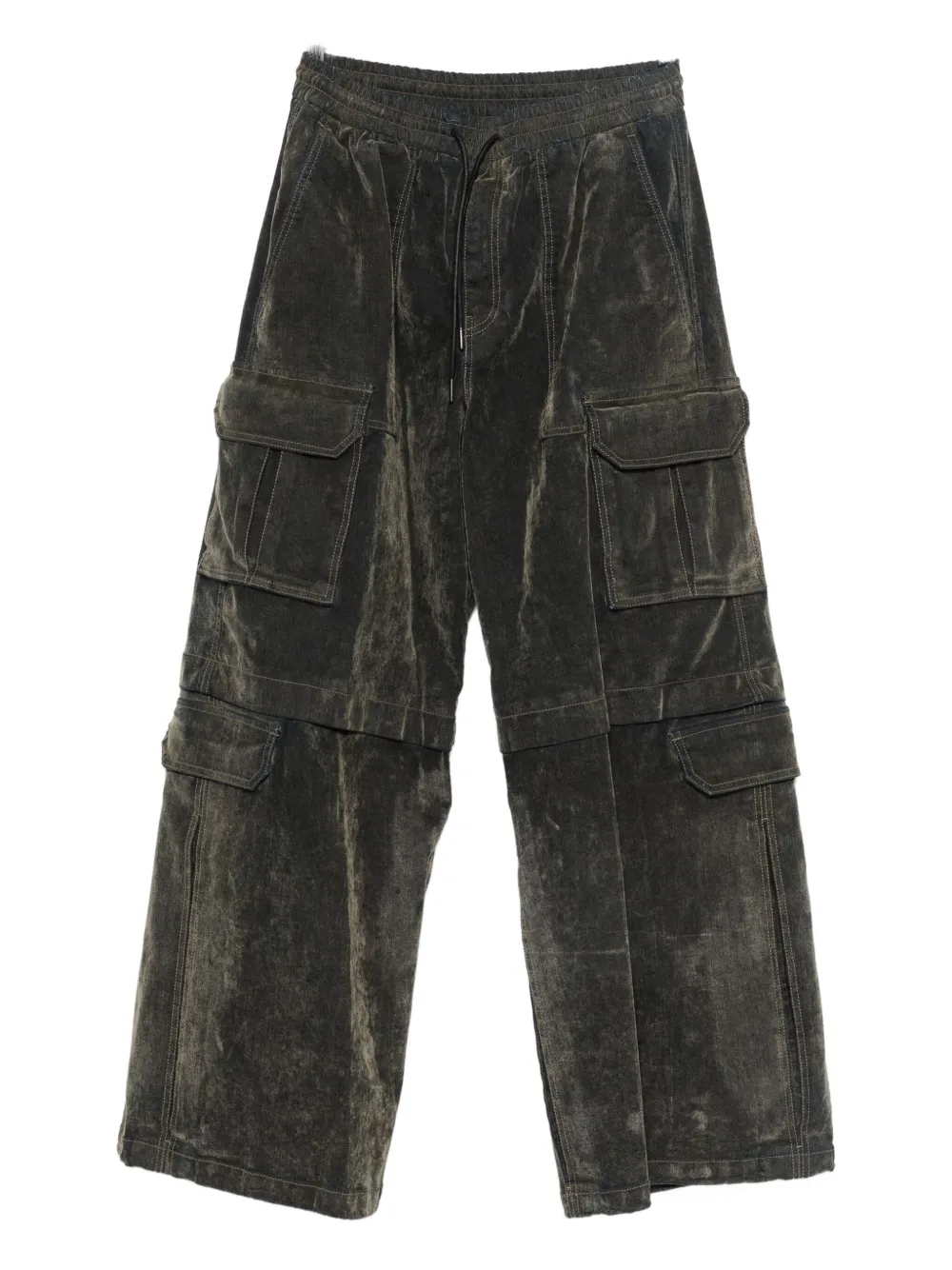 Juunj Drawstring-waist Cargo Jeans In Black