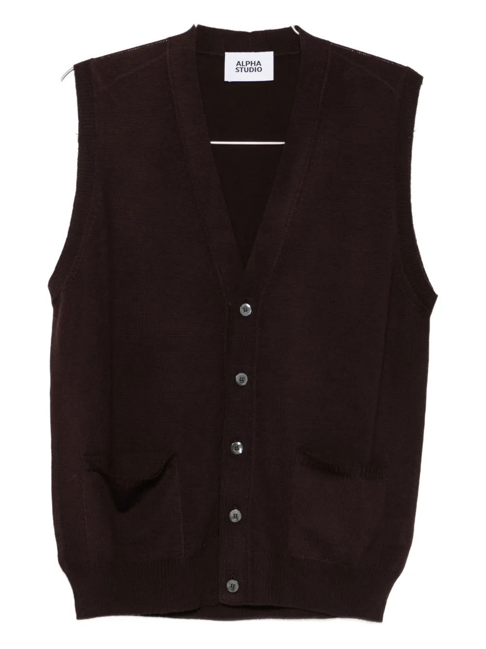 ALPHA STUDIO button-down knitted vest | Brown | Image 1